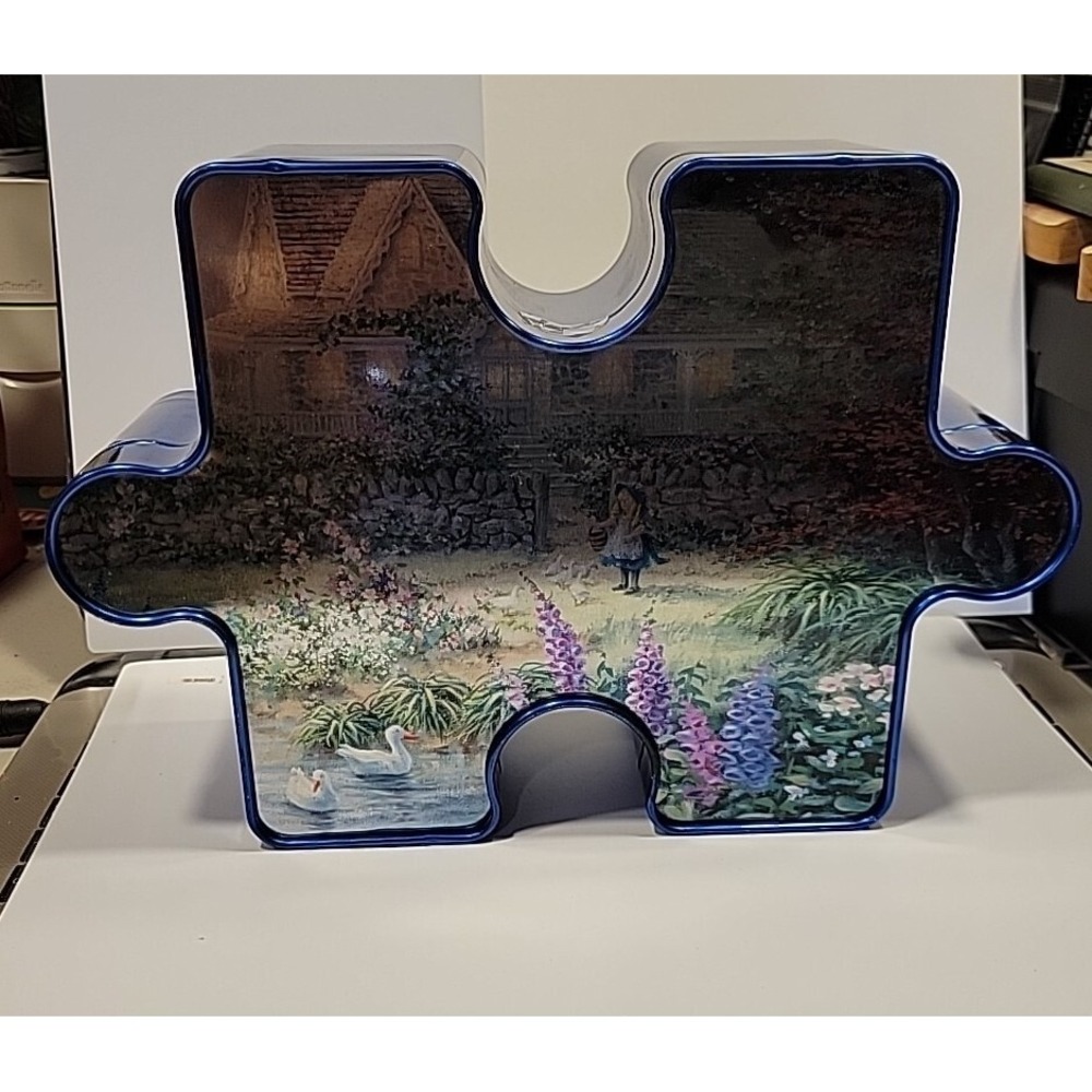 Collectors Series Puzzle Piece Shaped Tin Feeding The Geese